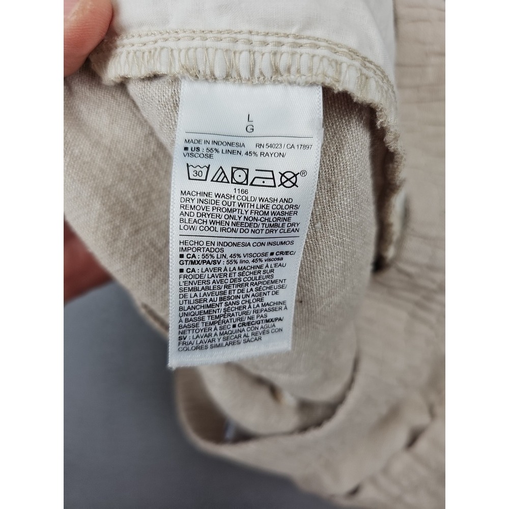 Old Navy High Rise Flax Linen Wide Leg Pants Large Tan Comfort Waistband Beach - Picture 6 of 10